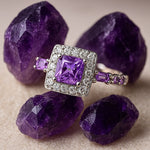 Amethyst Square Crystal Ring - Sterling SilverRing