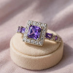 Amethyst Square Crystal Ring - Sterling SilverRing