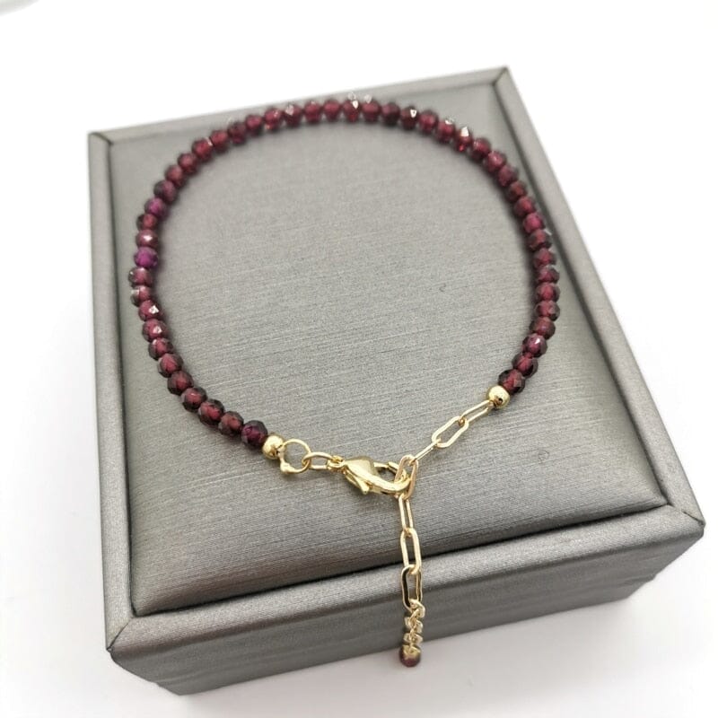Natural Stones Pulsera Faceted Garnet Adjustable Bracelet - 14K Gold Filled ChainBracelet