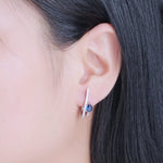 Water Drop Created Nano Blue Sapphire Stud Earrings - 925 Sterling SilverEarrings