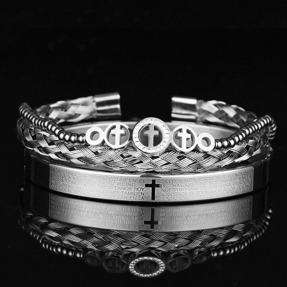3pcs Set Stainless Steel WWJD BraceletBraceletSilver Set C