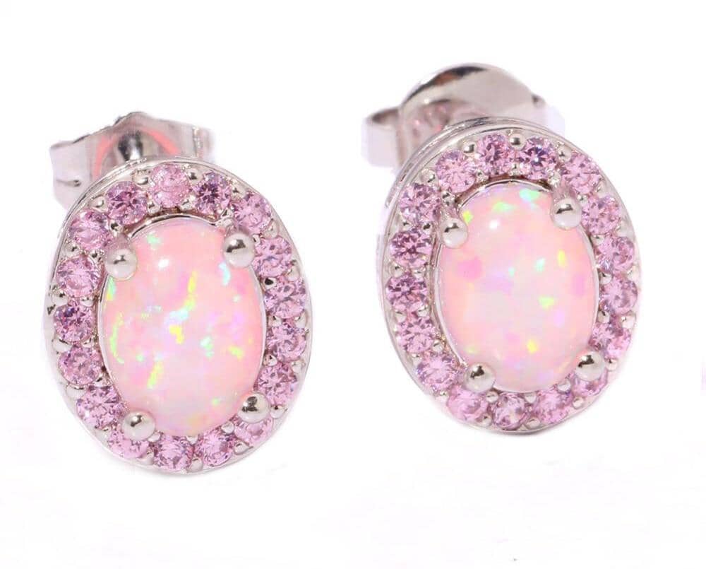 Exquisite Pink White Fire Opal Pink Topaz EarringsEarrings