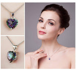 Rainbow Fire Mystic Topaz Heart Solid 925 Sterling Silver Pendant (Without Chain)Necklace