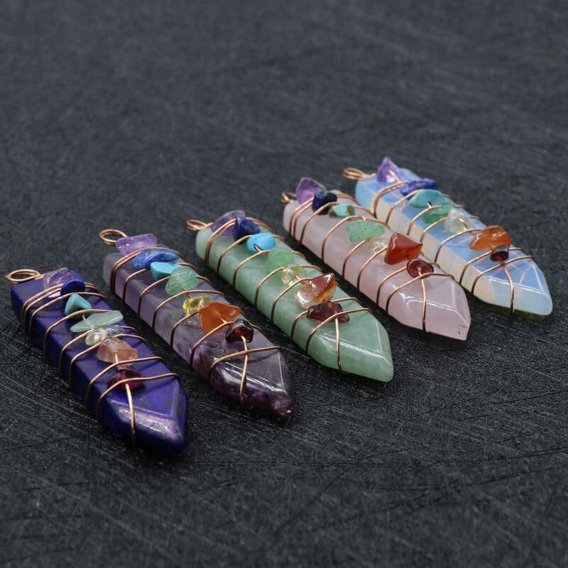 Handmade Wrap Pendulum 7 Chakra Sword PendantPendant