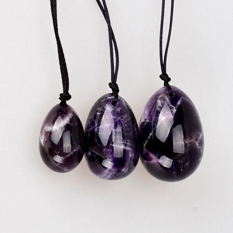 Natural Amethyst Drilled Yoni Eggs Set (3 pcs) - 5ozYoni Eggs