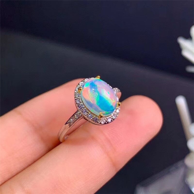 Natural Fire Opal Ring - 925 Sterling SilverRing