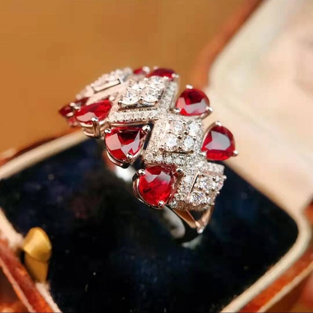 Trendy Lady Red Crystal Ruby Resizeable RingRing