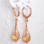 18k Rose Gold Filled White Sapphire Stone Pierced Dangle EarringsEarringsCitrine