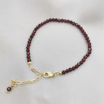 Natural Stones Pulsera Faceted Garnet Adjustable Bracelet - 14K Gold Filled ChainBracelet