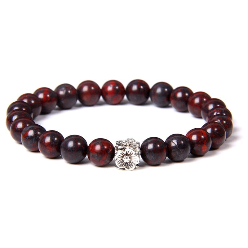 Flower Charm Bloodstone Beaded BraceletBracelet23CM