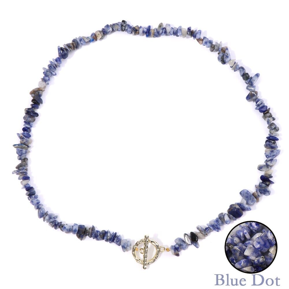 Boho Fashion Aventurine and other Stone Chips ChokerNecklace11 Blue DOT