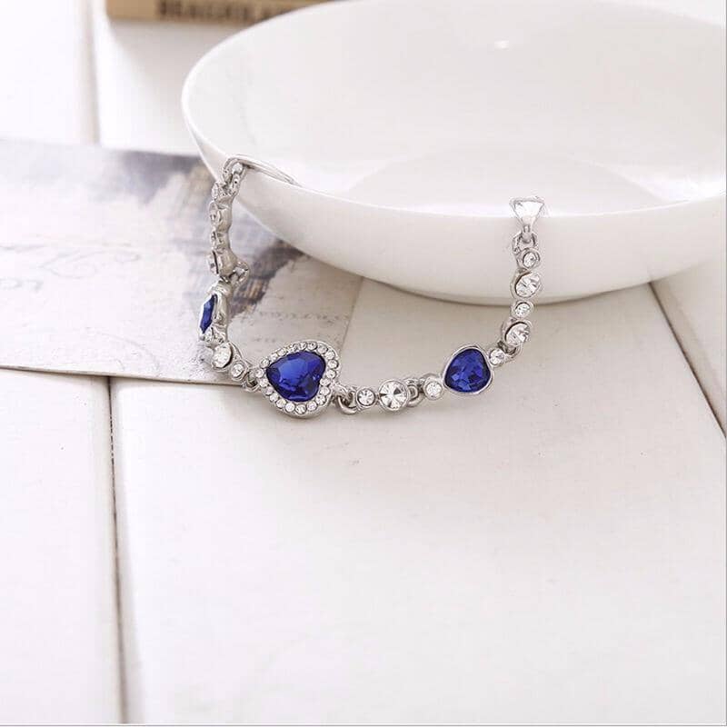 Sapphire Crystal Heart Charm BraceletBracelet
