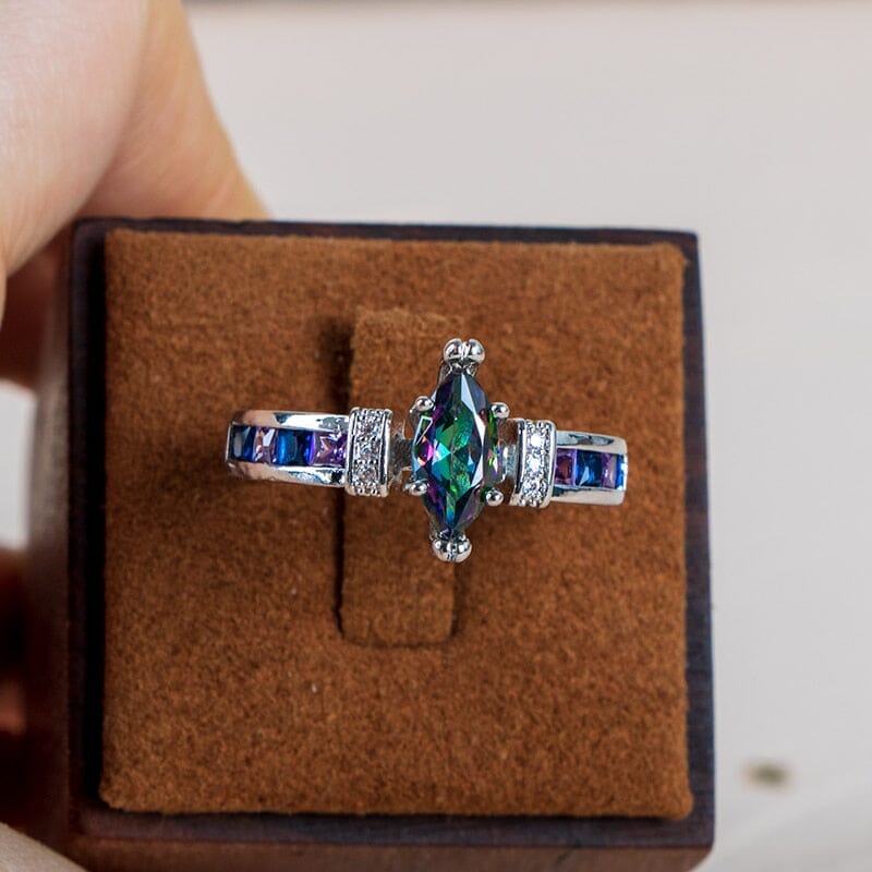 Party Jewelry Fire Mystic Topaz Ring - 925 Sterling SilverRing