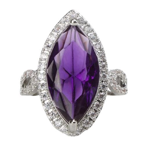 Glamorous Amethyst Zircon Ring - 925 Sterling SilverRing