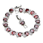 Classic Garnet Chain Link Bracelet - 925 Sterling SilverBracelet