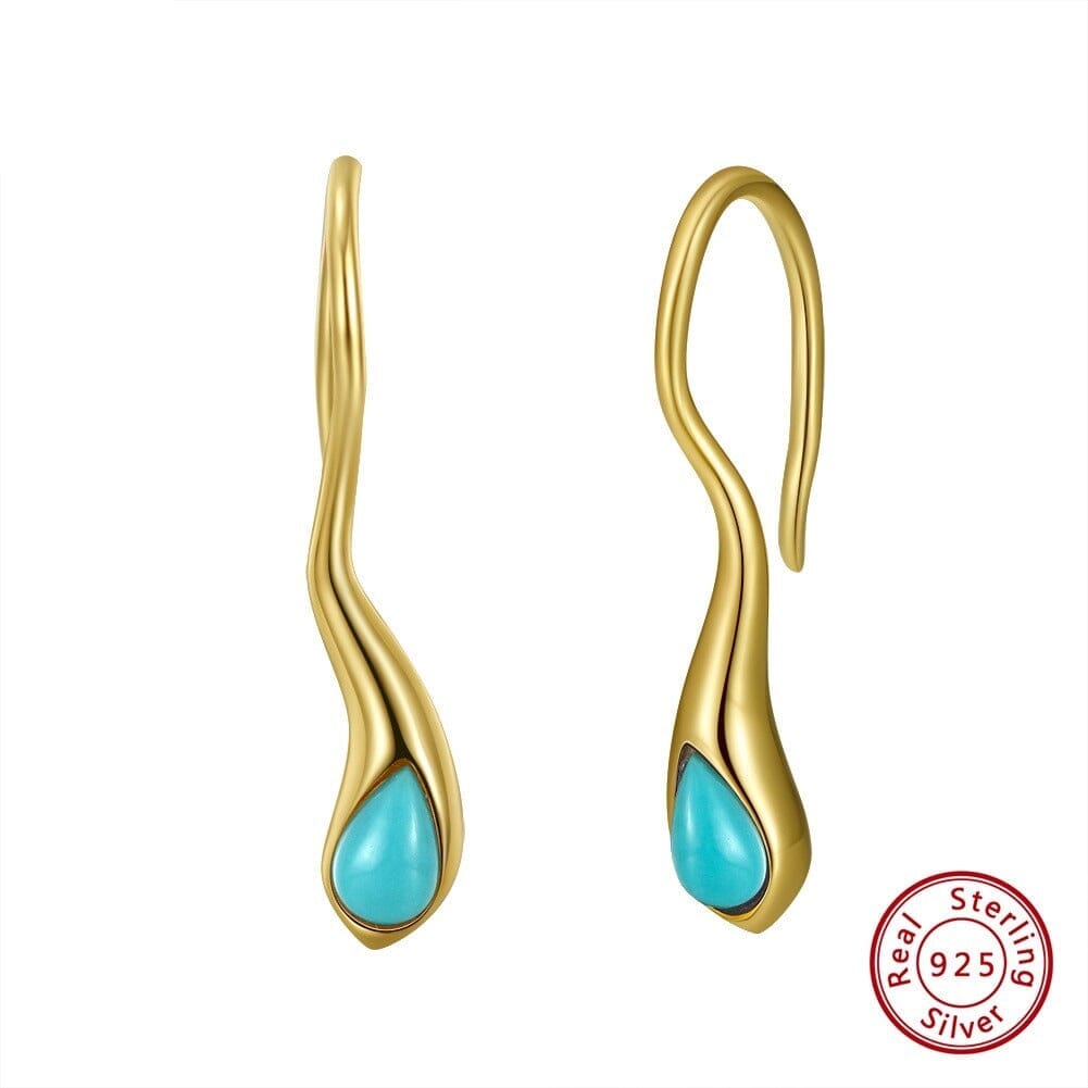 Natural Turquoise Handmade Gemstone Dangle Earrings - 925 Sterling SilverEarrings