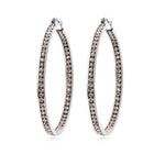 Crystal Stone Hoop EarringsEarringsBrown