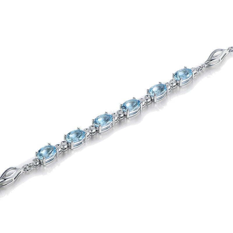 Geometric Aquamarine Charm Bracelet - 925 Sterling SilverBracelet