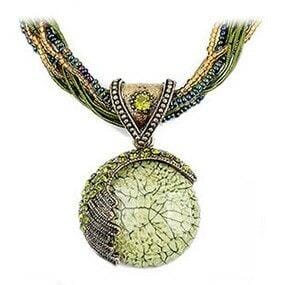 Reiki Ball Crystal Lucky Divination Stone NecklaceNecklaceGreen