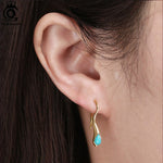 Natural Turquoise Handmade Gemstone Dangle Earrings - 925 Sterling SilverEarrings