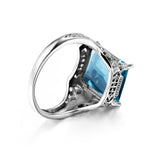 Turkish Geometric Aquamarine Ring - 925 Sterling SilverRing