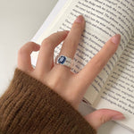 Authentic Square Blue Sapphire Irregular Ring - S925 Sterling SilverRing