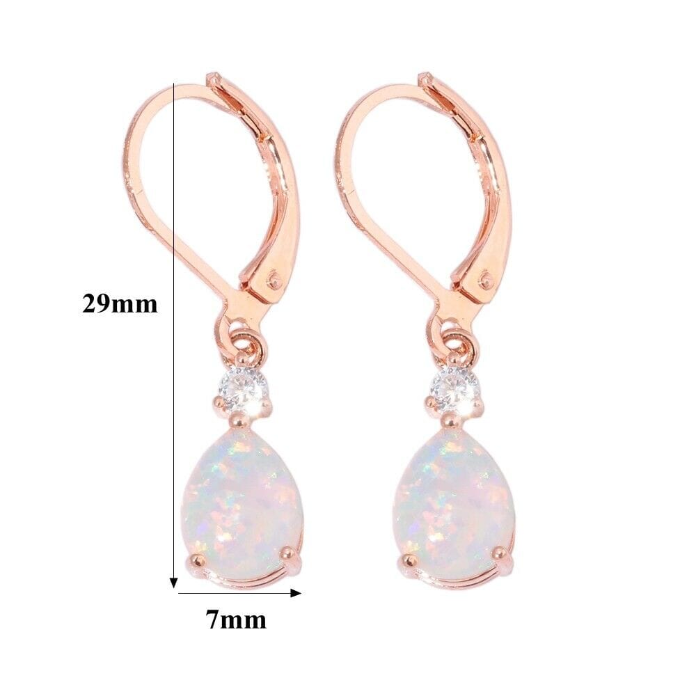 Boho Pink & White Fire Opal Dangle EarringsEarrings
