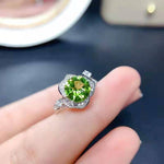 Inlaid Rose Flower Peridot Ring - 925 Sterling SilverRing
