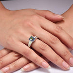 Rainbow Topaz With White Fire Opal Sterling Silver Square RingRing