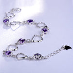 Amethyst Crystal Heart Bracelet - 925 Sterling SilverBracelet