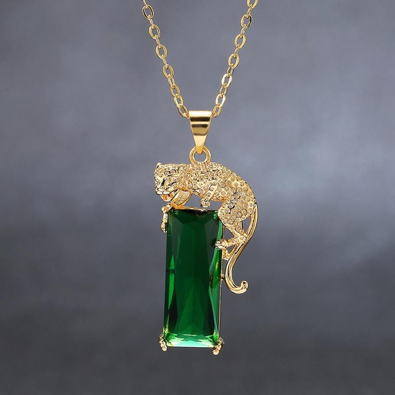 Metallic Emerald Leopard Crystal PendantPendant