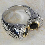 Fashion Retro Black Onyx Punk Ring - 925 Sterling SilverRing