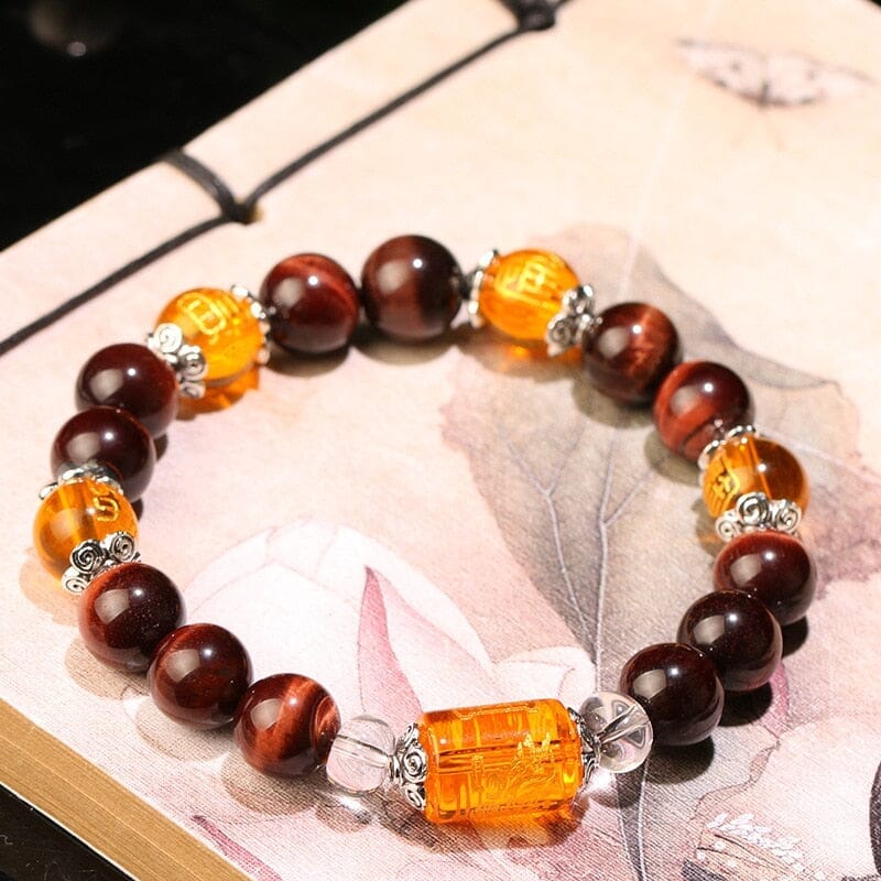 The God of wealth Tiger Eye Stone Beads BraceletBraceletRed Tiger12mm beads