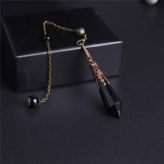Reiki Dowsing Amulet Crystal Divination Obsidian PendulumPendulumBlack Obsidian