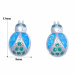 Lovely Cute Bug Blue Fire Opal Jewelry Stud EarringsEarrings