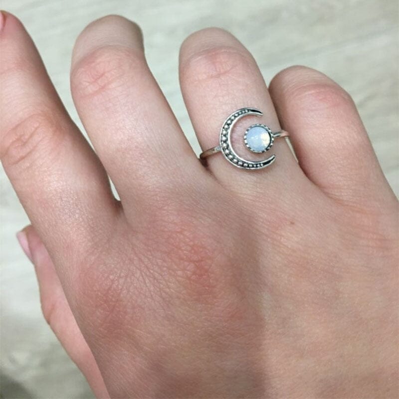 Eclipse Moonstone Adjustable RingRingResizableSILVER