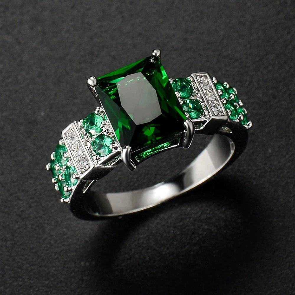 Deep Green Tourmaline Silver Plated RingRing