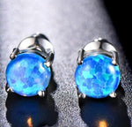 Blue & White Fire Opal Stud EarringsEarrings