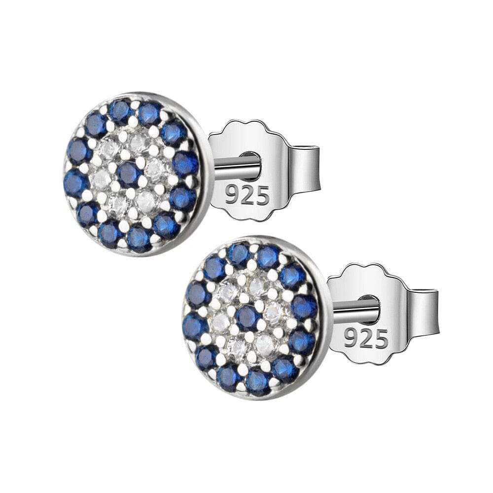 Lovely Blue Eyes Sapphire Gold and Silver Jewelry Set - 925 Sterling SilverRingStud-Silver