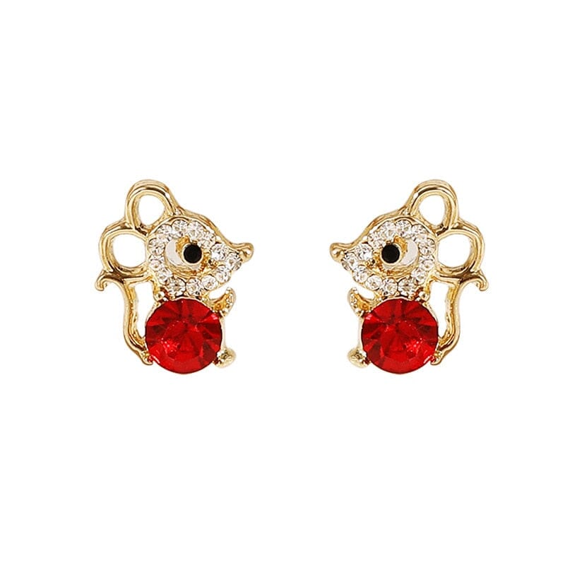 Mouse Shape Exquisite Fashion Ruby Stone Stud EarringsEarrings