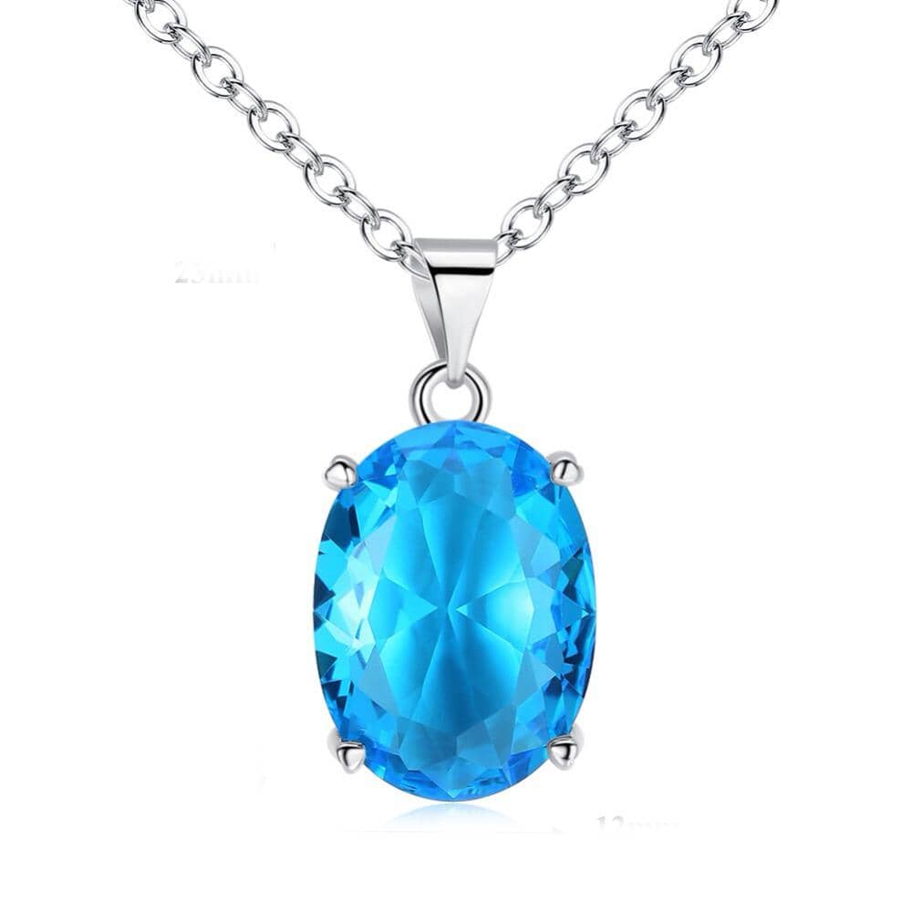Aquamarine Oval Pendant NecklaceNecklace