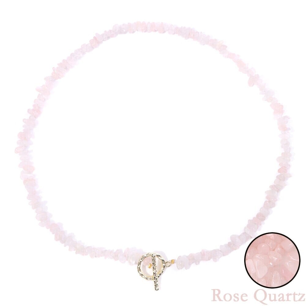 Boho Fashion Aventurine and other Stone Chips ChokerNecklace14 Rose Quartz