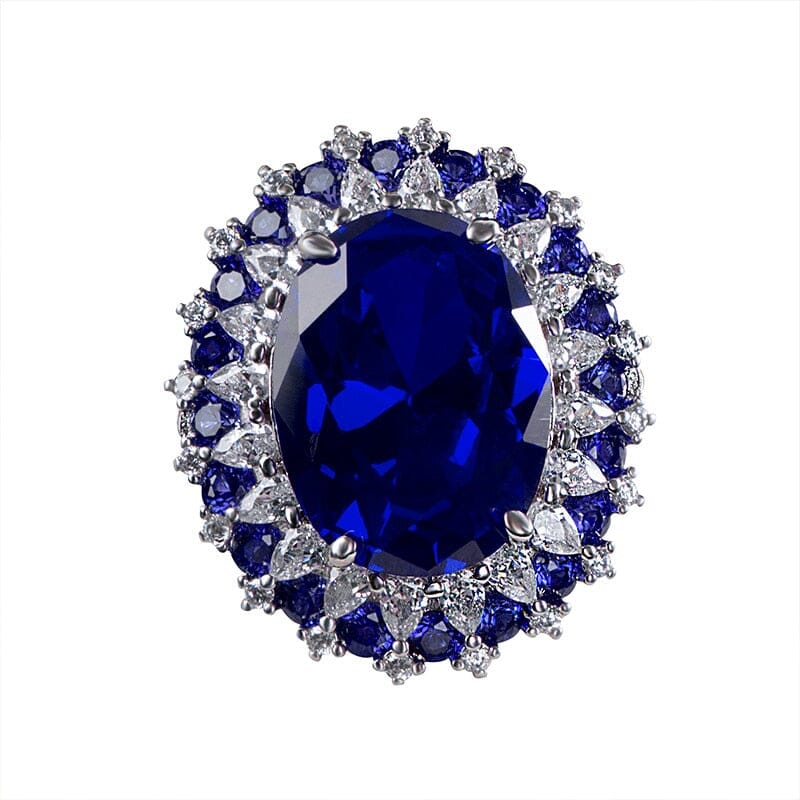 Luxury Oval Shape Ruby Sapphire Adjustable Ring - 925 Sterling SilverRing