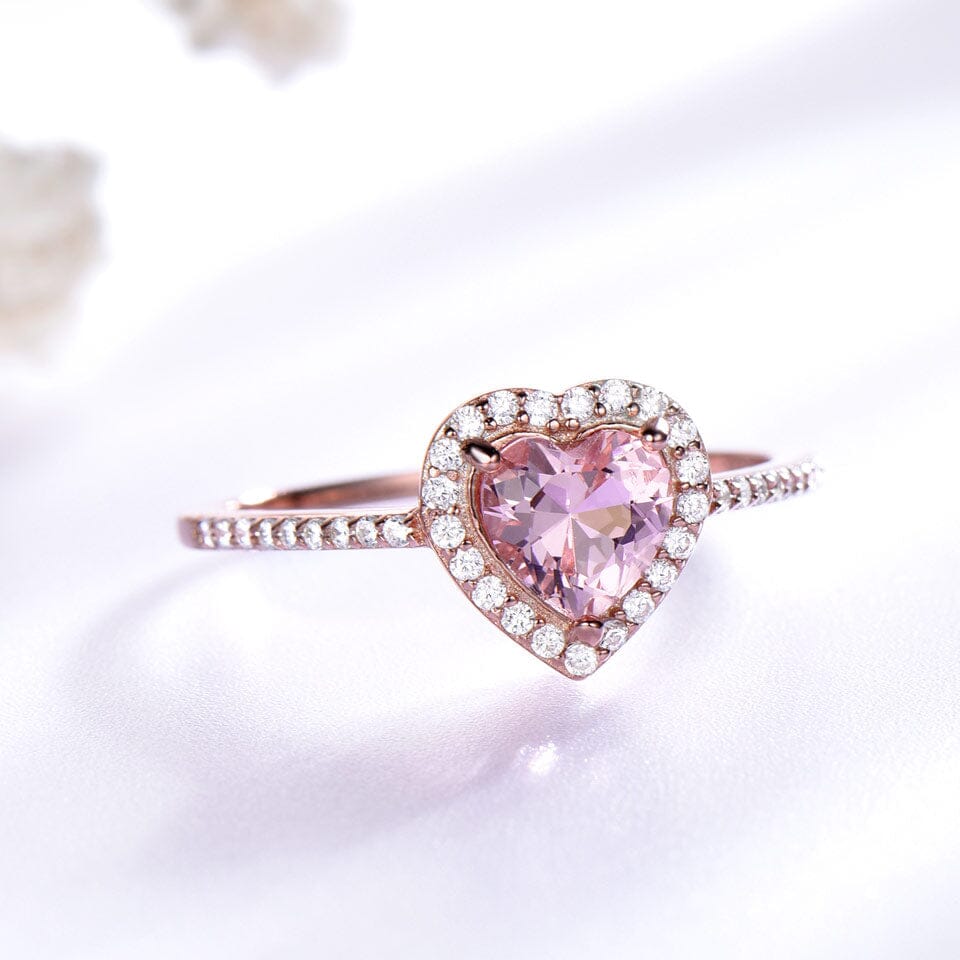 Classy Heart Morganite Jewelry SetRing