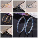 BOHO Silver/Blue & Gold/White Crystal Hoop EarringsEarrings