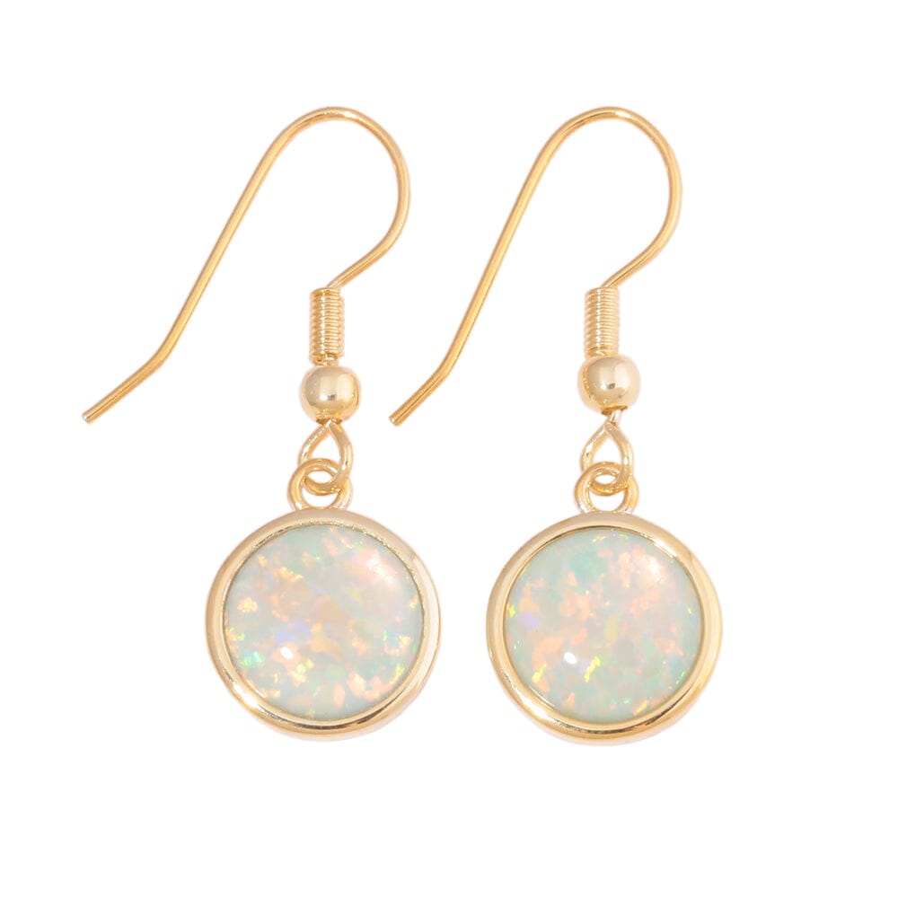 White & Green Fire Opal Yellow Gold & Silver Engagement EarringsEarrings