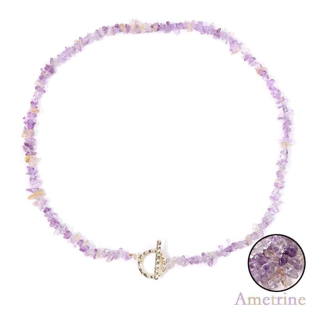 Boho Fashion Aventurine and other Stone Chips ChokerNecklace13 Ametrine