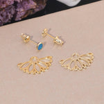 Geometric Three Color Fire Opal Stud EarringsEarrings