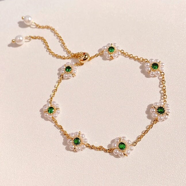 Emerald Pearl Flower BraceletBracelet