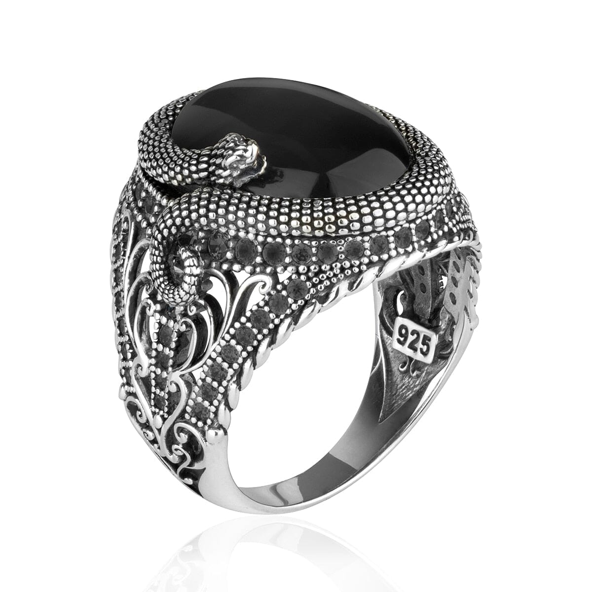 Snake Black Onyx Adjustable RingRing